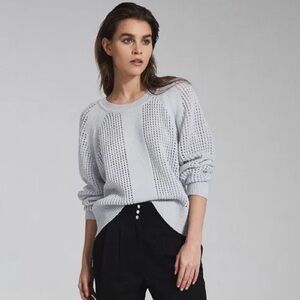 Reiss Crochet Sweater Blue Size Small Wool Blend